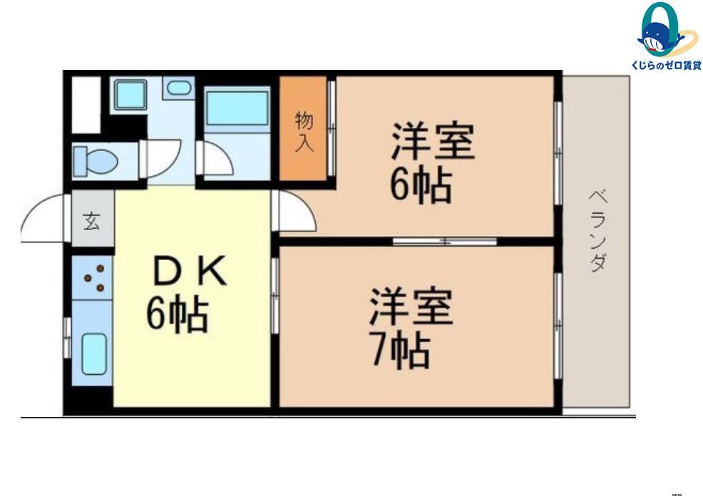 レジデンス茶屋ヶ坂(2DK/2階)の間取り写真