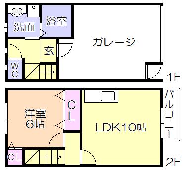 福福ベース Z棟(1LDK/2階)の間取り写真