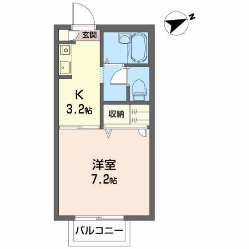 バリュージュ上町(1K/1階)の間取り写真