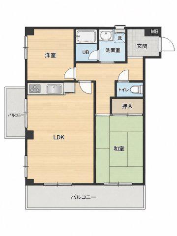 コンプリーションII(2LDK/1階)の間取り写真