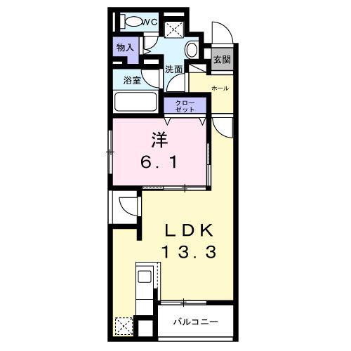 クレシエンテ ひばり(1LDK/2階)の間取り写真