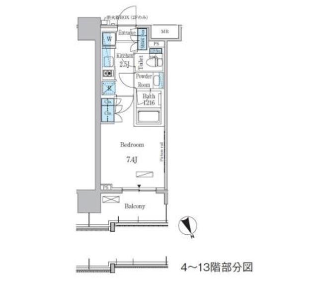 パークアクシス浅草・田原町(1K/8階)の間取り写真