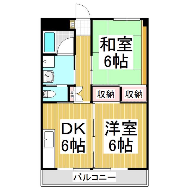 宮尾ハイツ(2DK/3階)の間取り写真