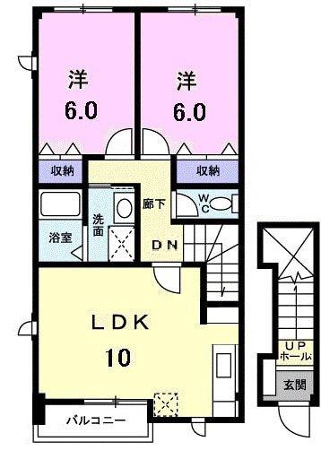 ファミストTAKAYA(2LDK/2階)の間取り写真