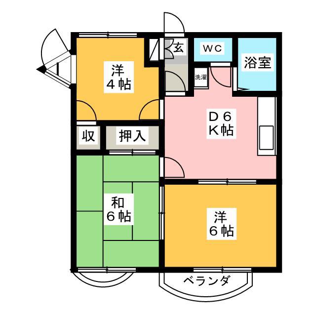 青木コーポ(3DK/2階)の間取り写真