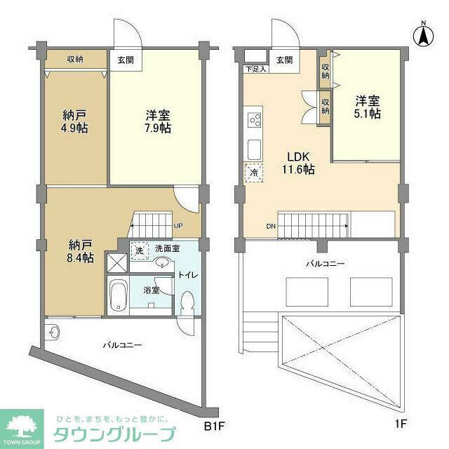 元住吉アートフラッツ(2SLDK/B1階)の間取り写真