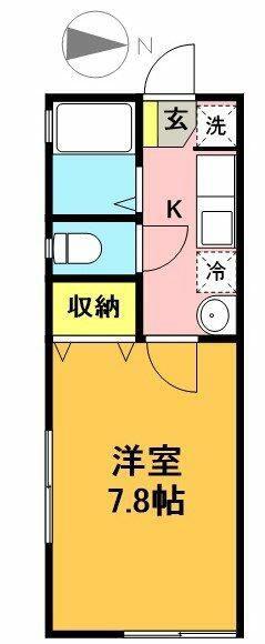 スプリングコート(1K/1階)の間取り写真