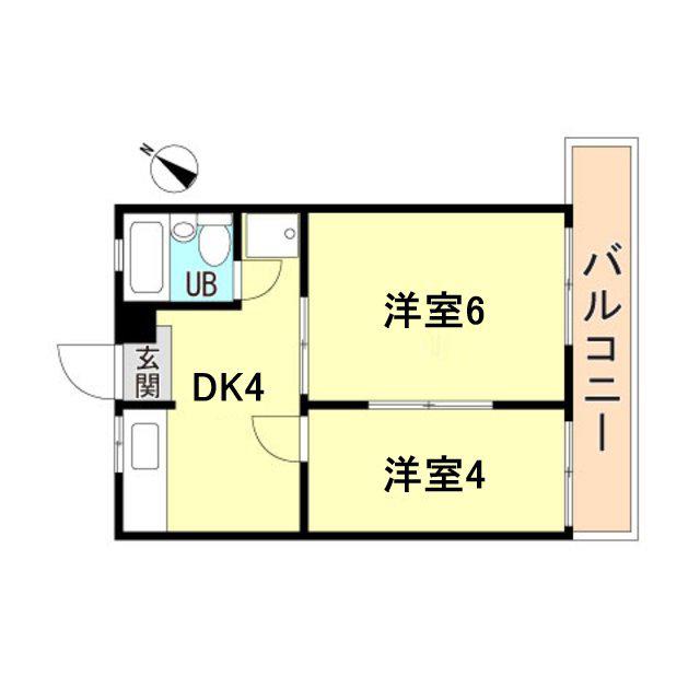 福屋ハウス(2K/2階)の間取り写真