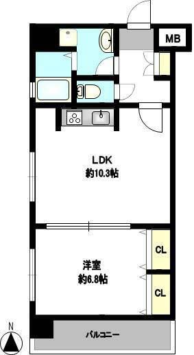 テルトルルージュI(1LDK/10階)の間取り写真