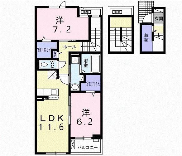 ラ コリーナB(2LDK/3階)の間取り写真