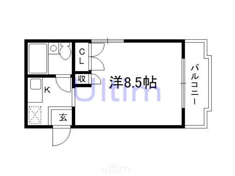 サンハイツ小栗栖1(1K/1階)の間取り写真