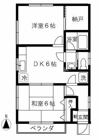 コーポみなみ(2DK/1階)の間取り写真