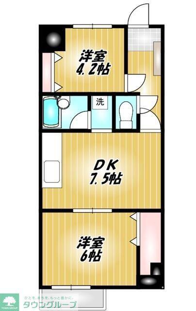 サンクレール青井(2DK/1階)の間取り写真