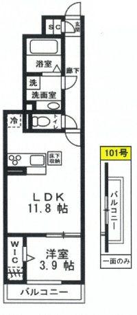 東庄レジデンス(1LDK/1階)の間取り写真