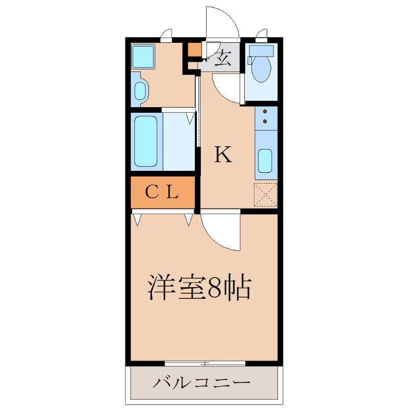 ピンクローズ(1K/1階)の間取り写真