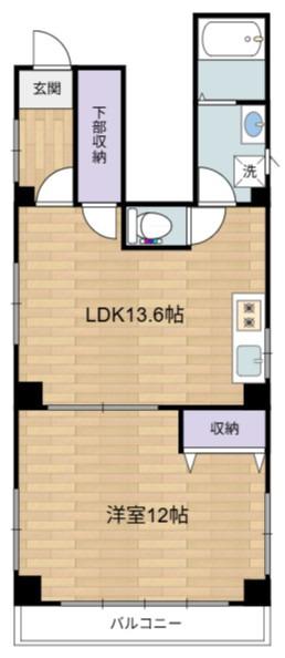 レジデンス西新宿(1LDK/2階)の間取り写真