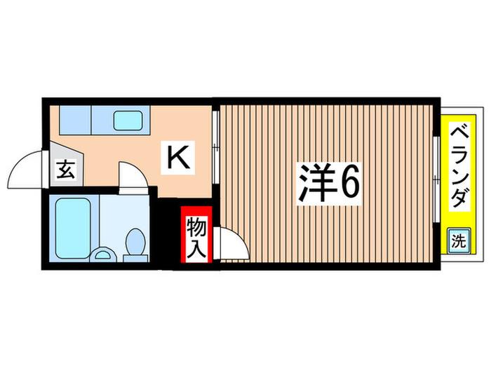 ワールドハイツ国立(ワンルーム/1階)の間取り写真