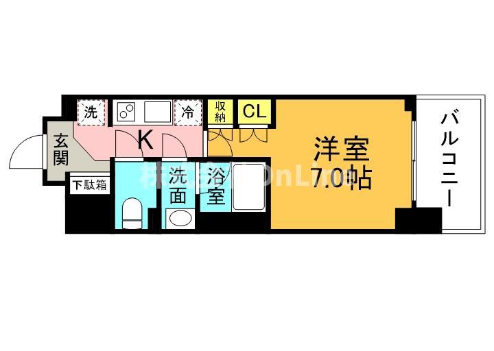 ルネフラッツ谷町四丁目(1K/2階)の間取り写真