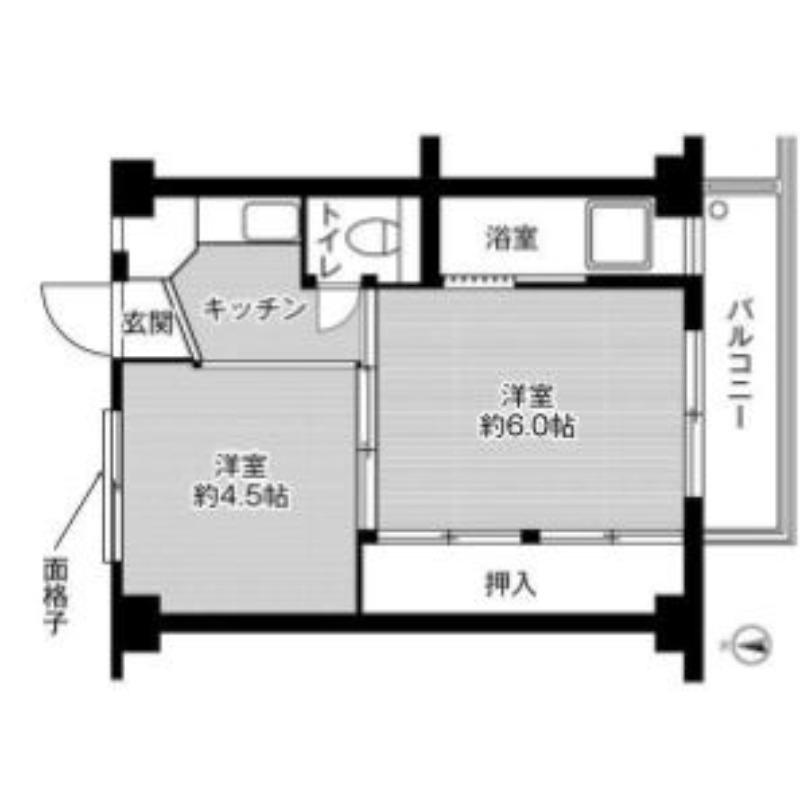 ビレッジハウス吉備2号棟(1DK/2階)の間取り写真