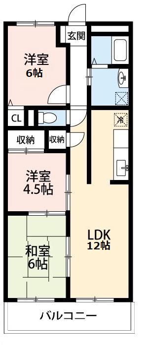 マンションソニア(3LDK/4階)の間取り写真