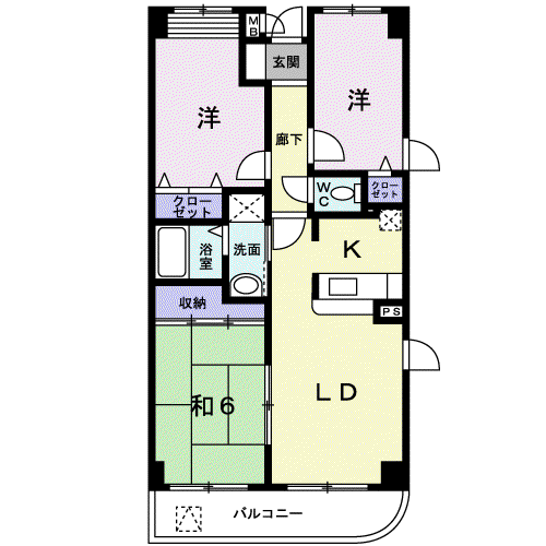 ピーノ・モルティ(3LDK/3階)の間取り写真