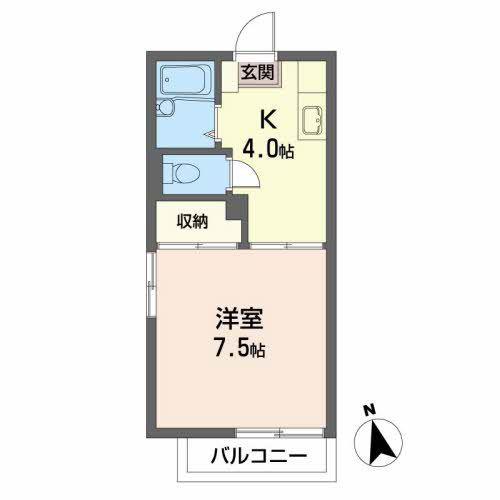 ドミールヒロ(1K/2階)の間取り写真