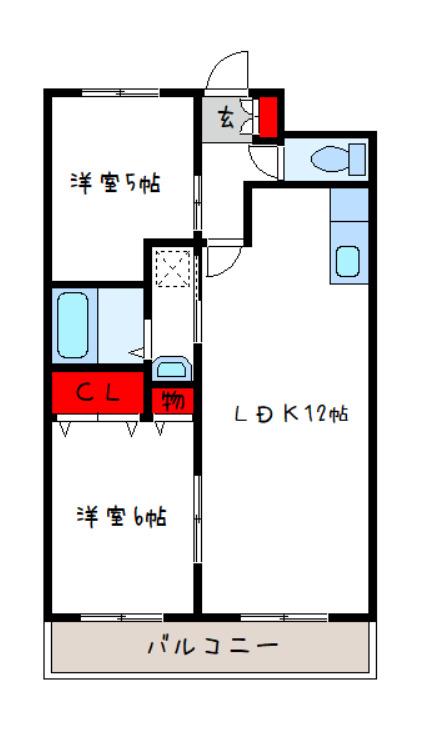 プレアール南亀井I(2LDK/3階)の間取り写真