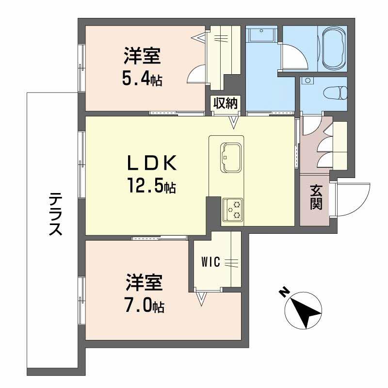 シャーメゾン トレゾール(2LDK/1階)の間取り写真