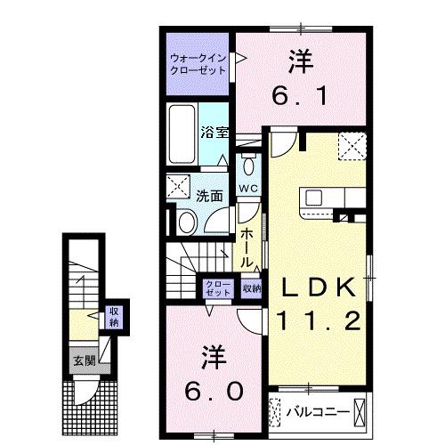 LAVIE CLAIR VI(2LDK/2階)の間取り写真