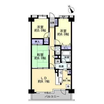 レクセルマンション五香第2(3LDK/2階)の間取り写真