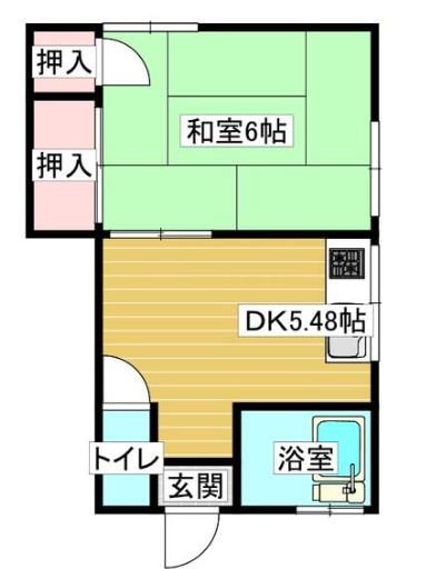 中田コーポ(1DK/2階)の間取り写真