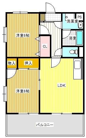 グランディール(2LDK/1階)の間取り写真