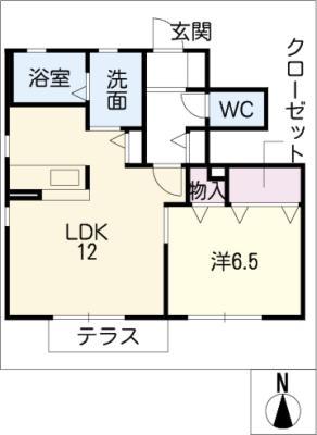 シャーメゾン長澤D棟(1LDK/1階)の間取り写真