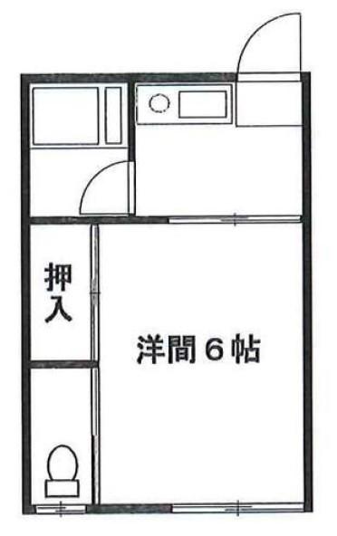 第6美多摩(1K/2階)の間取り写真