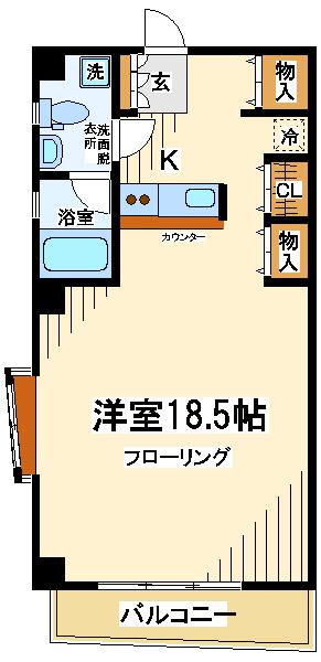 つつじヶ丘エクセルハイツIV(1K/9階)の間取り写真