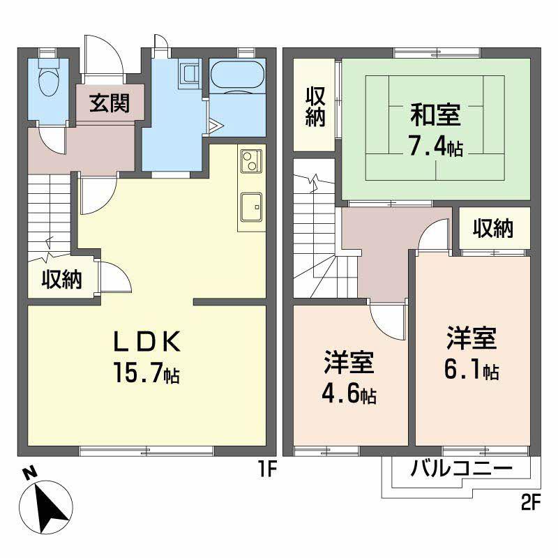 サニーハイツめじろ台(3LDK/2階)の間取り写真