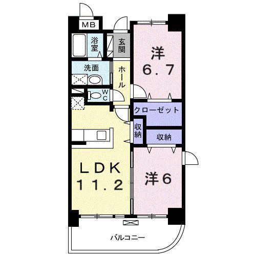 プラシード(2LDK/1階)の間取り写真