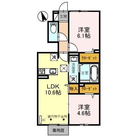 メゾン ベルハープ(2LDK/1階)の間取り写真