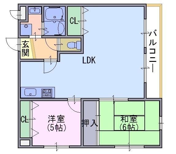 グレースヒル幸(2LDK/3階)の間取り写真
