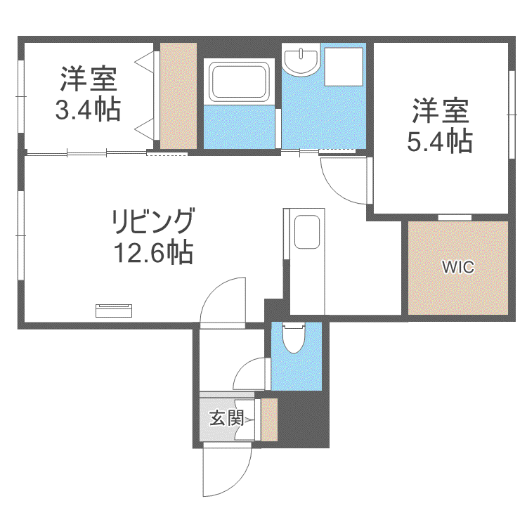 BELL COURT発寒南(2LDK/3階)の間取り写真