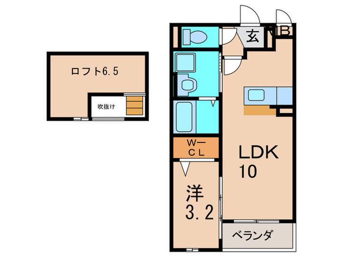 クリスタル ヒルズ(1LDK/2階)の間取り写真