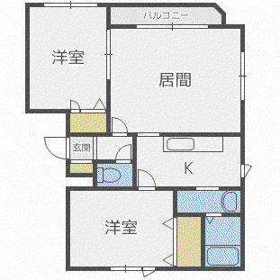 グランメールアヴェンシス(2LDK/3階)の間取り写真