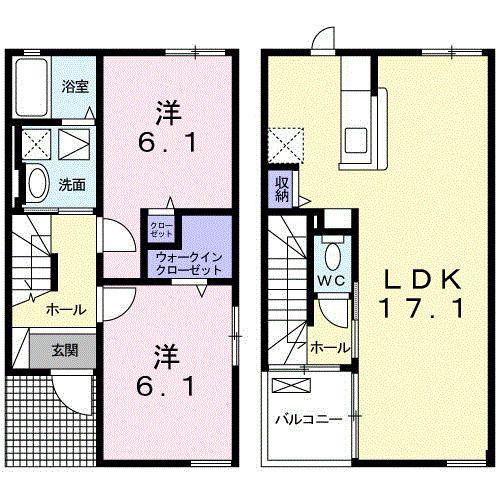 パティオ百合ヶ丘(2LDK/1階)の間取り写真