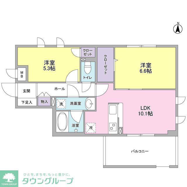 フェリチターレ(2LDK/2階)の間取り写真