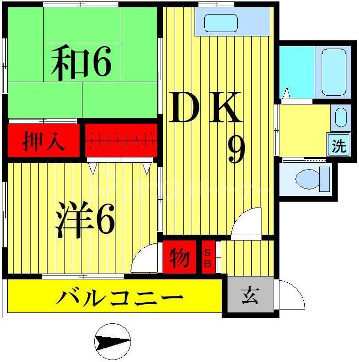 ベルシティー(2DK/2階)の間取り写真