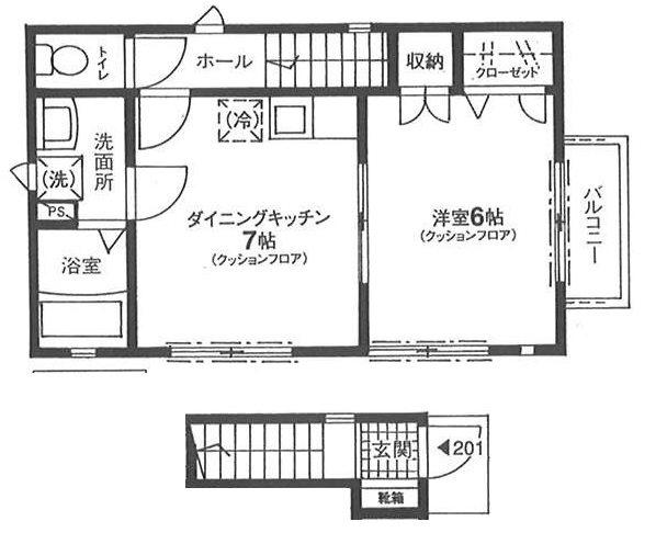 ラピスー羽根木2丁目-(1DK/2階)の間取り写真