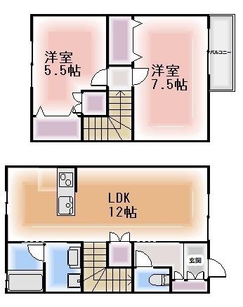カーサ・ミツルギ(2LDK/1階)の間取り写真