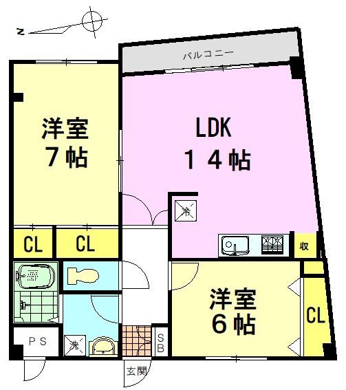 モンレーヴ(2LDK/5階)の間取り写真
