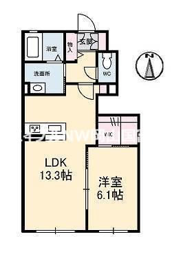 ハピネス浜(1LDK/1階)の間取り写真
