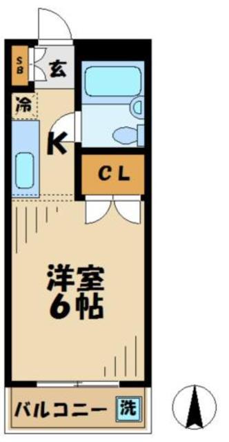 ハイツベルグラント(1K/4階)の間取り写真